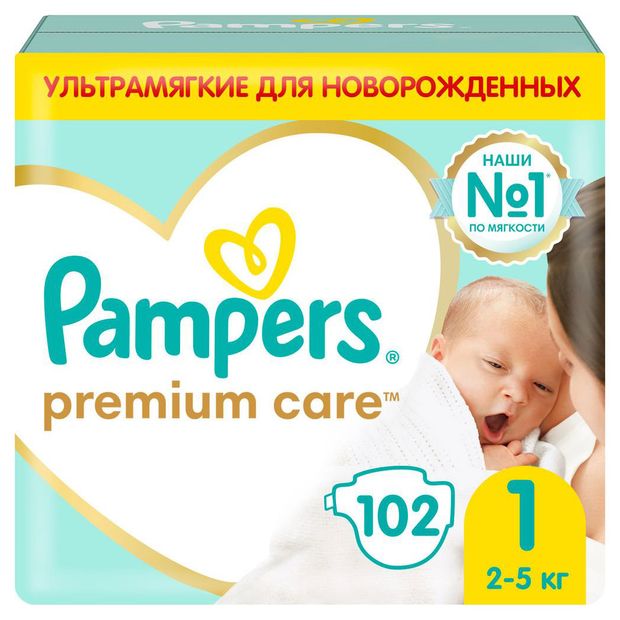 

Подгузники Pampers Premium Care размер 1.2-5 кг 102 шт