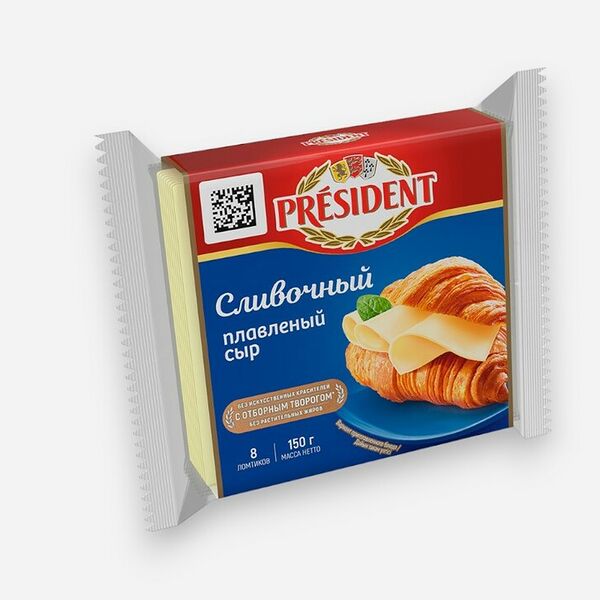 Сыр плавленый President сливочный слайсы 40% БЗМЖ 150 г