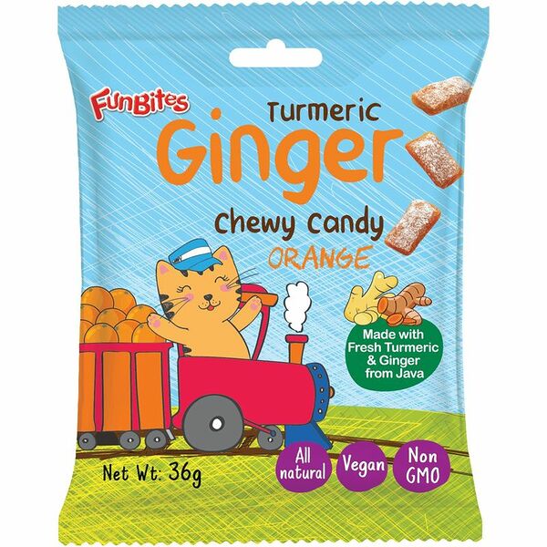 Конфеты Funbites имбирные жевательные со вкусом куркумы и апельсина