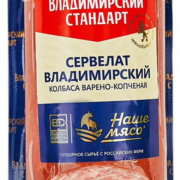 Колбаса Владимирский Стандарт Сервелат Владимирский варено-копченый 350г
