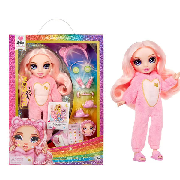 Кукуклакла Rainbow High Junior PJ Party Белла Паркер розовая с аксессуарами