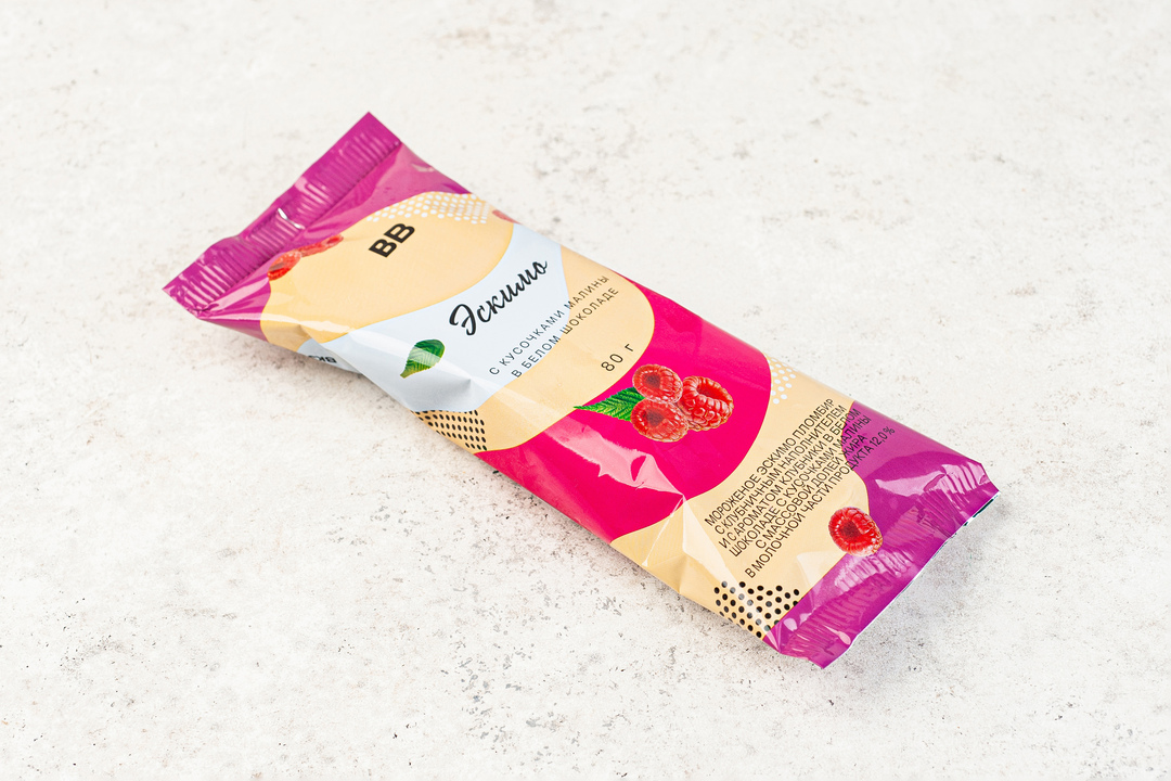 

Эскимо с кусочками малины в белом шоколаде(Продукт замороженный)