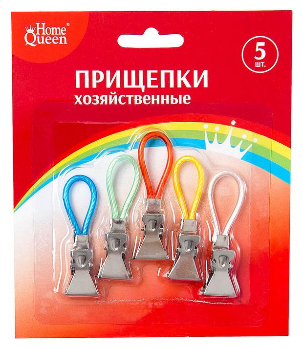 

Прищепки хозяйственные HOMEQUEEN 13.5х10х1 см, арт. 53405, 5 шт