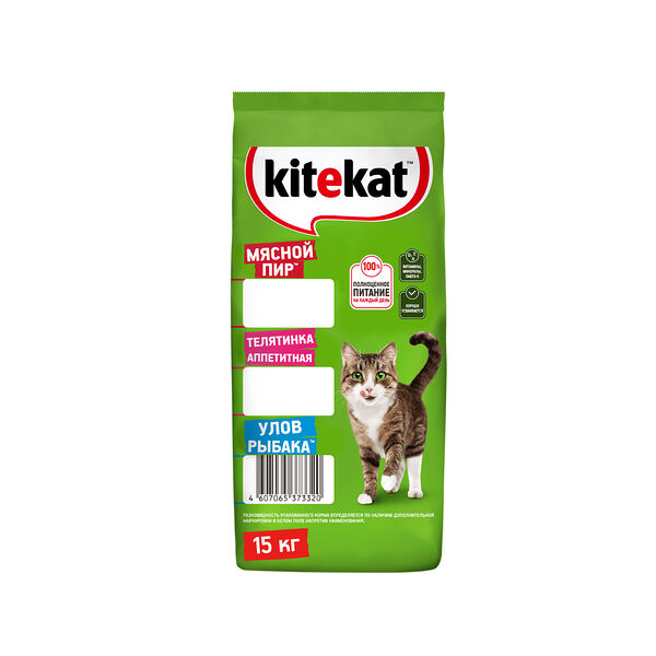 Сухой полнорационный корм KITEKAT™ для взрослых кошек «Улов Рыбака», 15кг