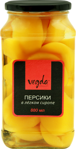 

Персики в лёгком сиропе Vegda, 880 мл
