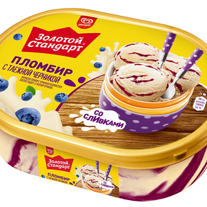 Мороженое Золотой стандарт пломбир с черникой