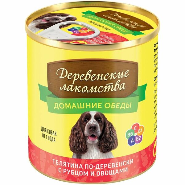Деревенские лакомства Телятина по-деревенски с рубцом и овощами для взрослых собак 240 г