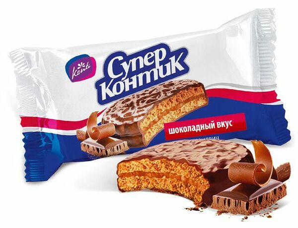Печенье-сэндвич Супер Контик шоколадный вкус, 100г