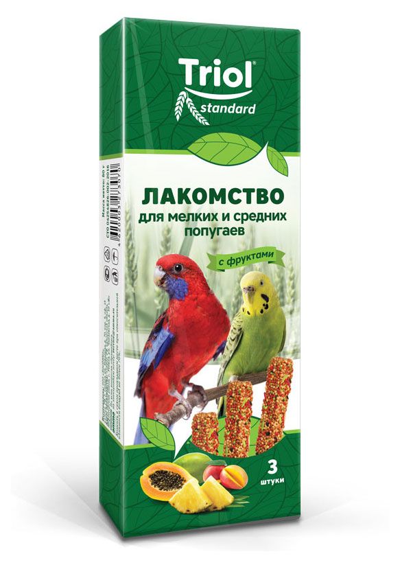 

Лакомство для мелких и средних попугаев Triol с фруктами 80 г