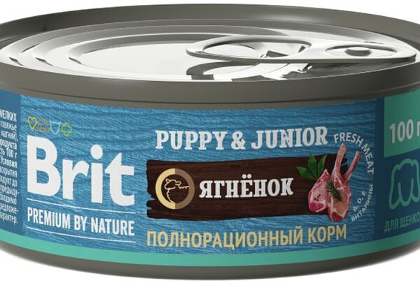 Влажный корм для щенков Brit Premium by Nature с ягненком 100г
