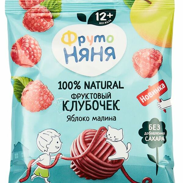 Фруктовые кусочки ФрутоНяня Фруктовый клубочек Яблоко малина с 12 месяцев 15 г