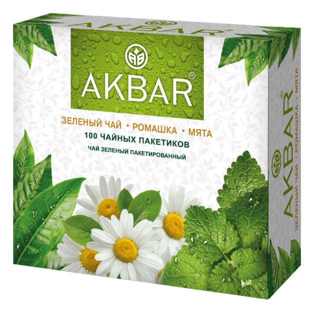 

Чай зеленый Akbar Ромашка мята 100 пакетиков, 200 г