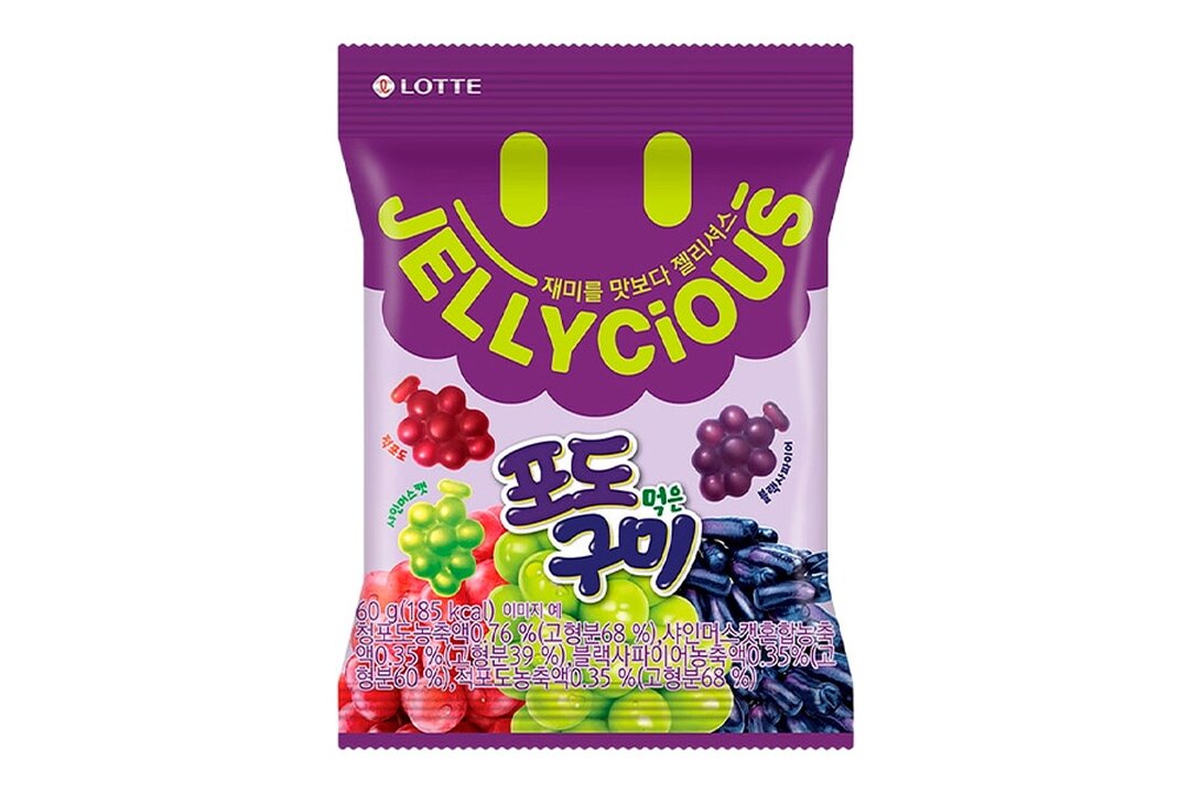 

Мармелад жевательный Lotte Jellycious со вкусом виноградного ассорти 60 г