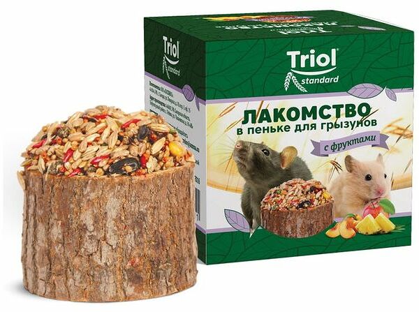 Лакомство для грызунов Triol Standard в пеньке с фруктами