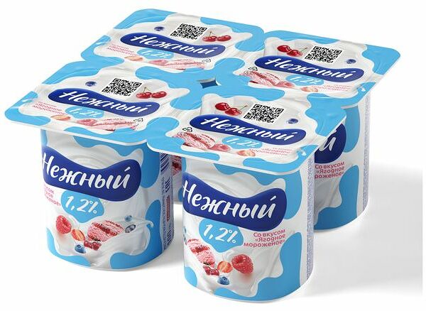 Продукт йогуртный Campina Нежный Ягодное мороженое, 1.2%, 1 шт, 100г
