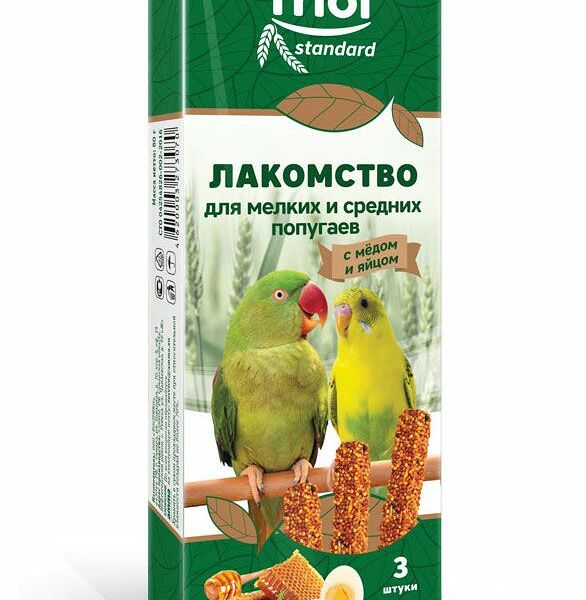 Лакомство для птиц Triol для мелких и средних попугаев мёд-яйцо, 3 шт.
