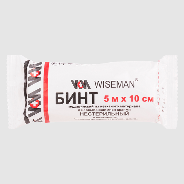 Бинт нестерильный из нетканого материала 5 м х 10 см 1 шт