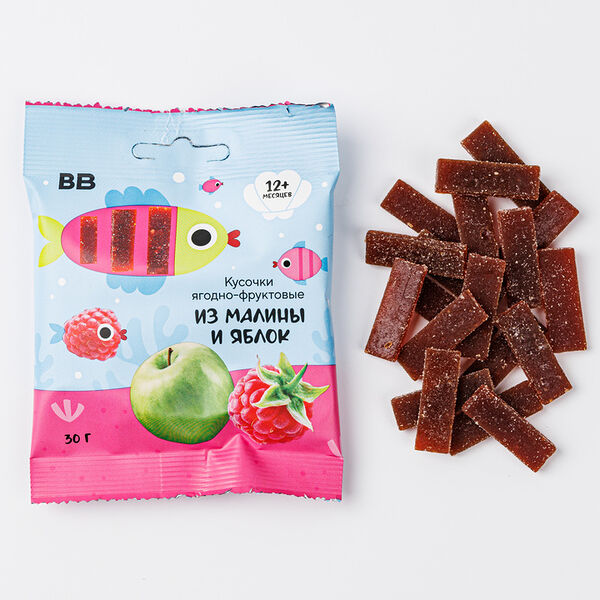 Кусочки ягодно-фруктовые из малины и яблок