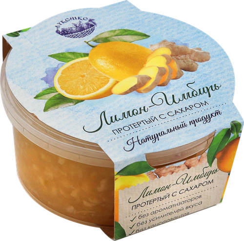 

Лимон и имбирь Лукошко протертые с сахаром, 200 г