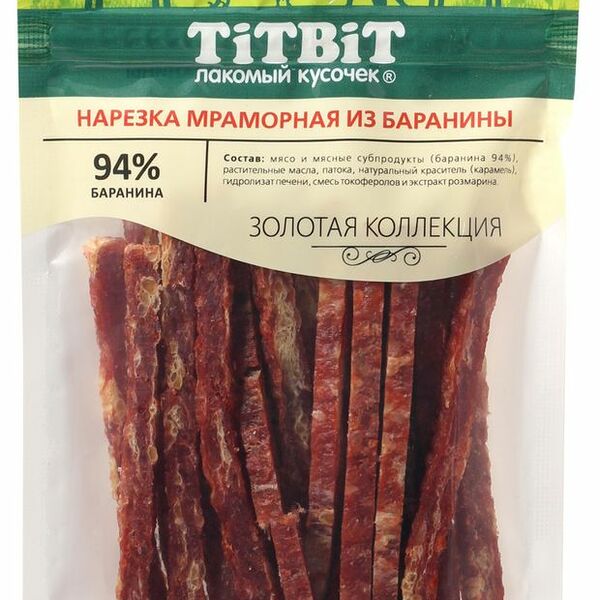 Лакомства для собак Titbit Нарезка мраморная из баранины Золотая коллекция, 80 г