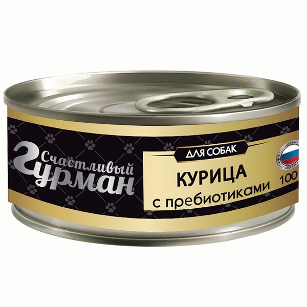 Корм для собак СЧАСТЛИВЫЙ ГУРМАН Курица натуральная с пребиотиком в желе конс.