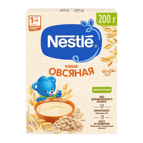 Каша безмолочная сухая Nestle овсяная с биф/бак обог вит и минер вес 200г ДП старше 5 мес Nestle