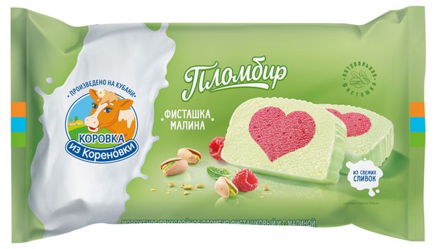

Мороженое пломбир Коровка из Кореновки фисташка-малина 200 г