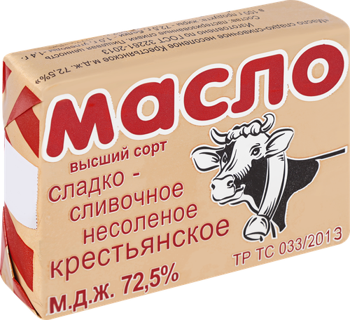 

Масло сладкосливочное Крестьянское 72,5%, без змж, 180г