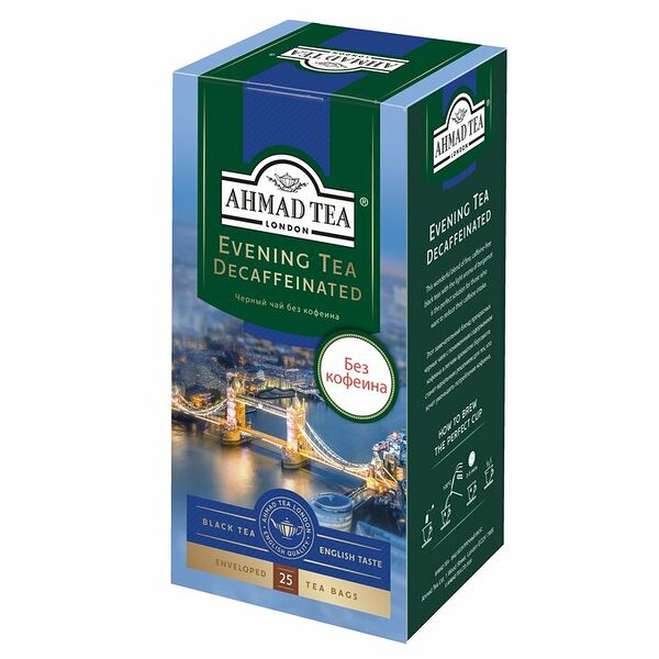 Чай чёрный Ahmad Tea Evening Tea Decaffeinated, 25×1.5