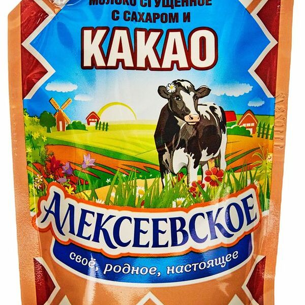 Молоко сгущенное Алексеевское с сахаром и какао 5% 270г