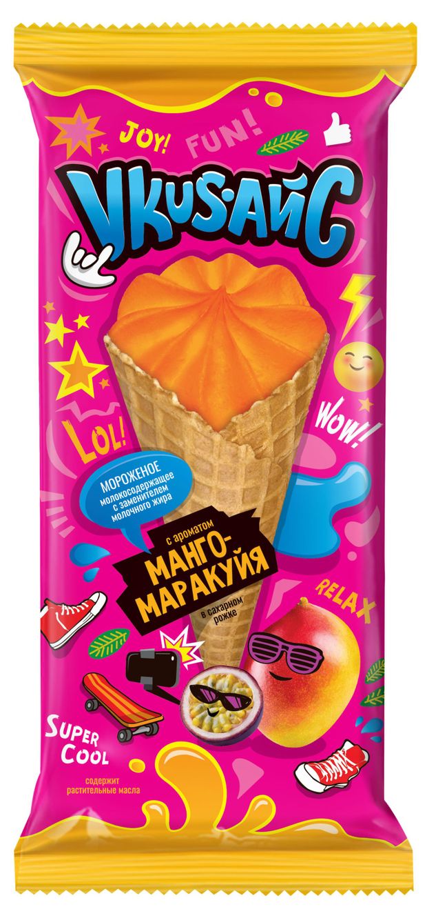 

Мороженое VkusАйс манго-маракуйя в рожке 80 г