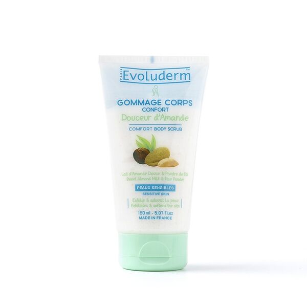 Скраб для тела Evoluderm Douceur D'Amande сладкий миндаль, масло ши и рисовая пудра для чувствительной кожи 150мл, Франция