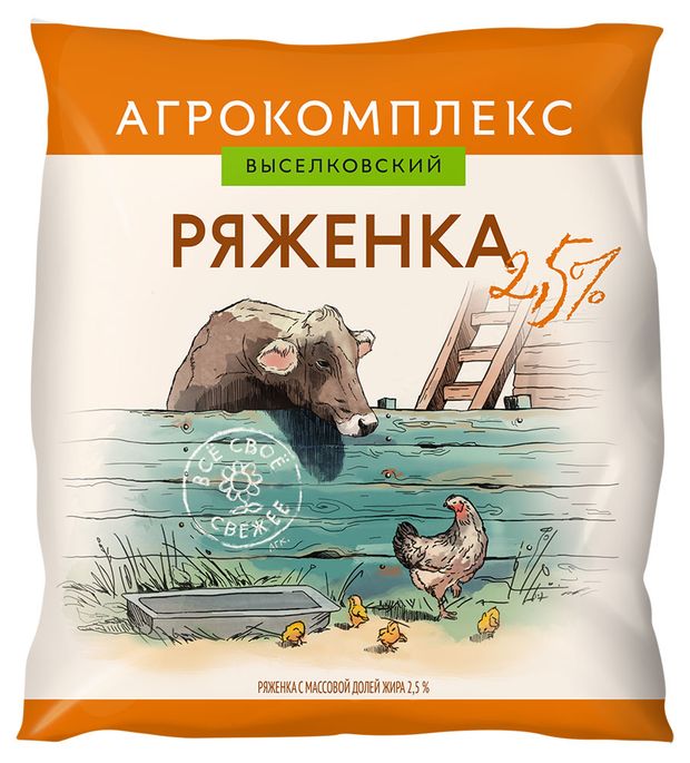 

Ряженка Агрокомплекс 2.5%, полипак, 450 мл
