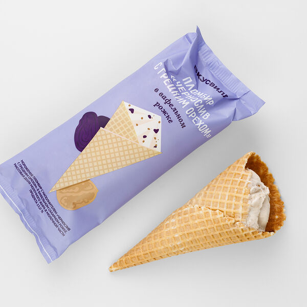 Пломбир Чернослив с грецким орехом в ваф. рожке Продукт замороженный 