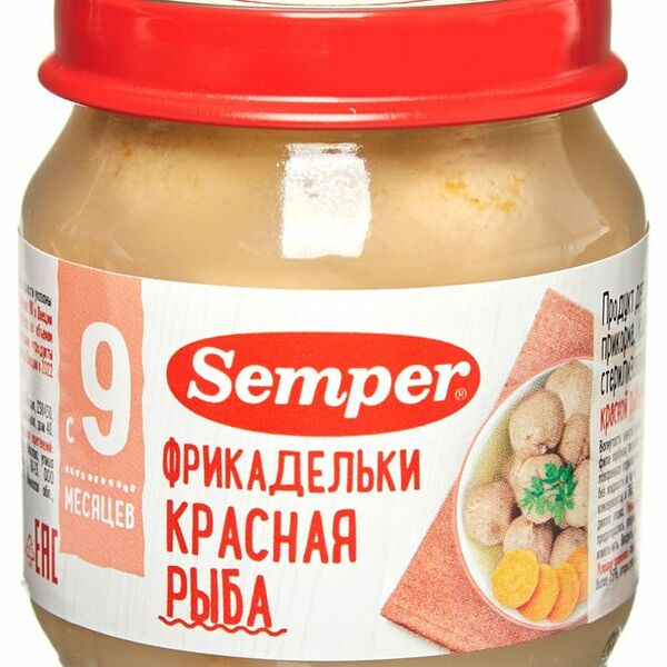 Пюре рыбное Semper фрикадельки из красной рыбы с 9 месяцев, 100 г