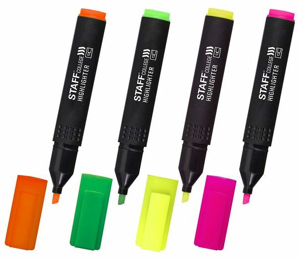 Набор текстовыделителей STAFF College Stick, 1-4мм, в ассортименте, 4шт