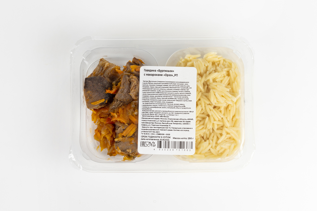 

Говядина "Бургиньон" с макаронами "Орзо"