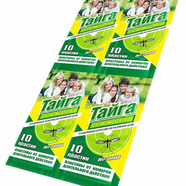 Пластины от комаров длительного действия без запаха 10 шт ТМ Тайга