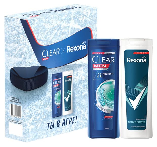 

Набор подарочный Rexona и Clear Гель Men active power для душа 180мл и Шампунь 200мл, упаковка в ассортименте