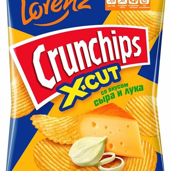 Чипсы Crunchips X-Cut картофельные рифленые со вкусом сыра и лука 70г