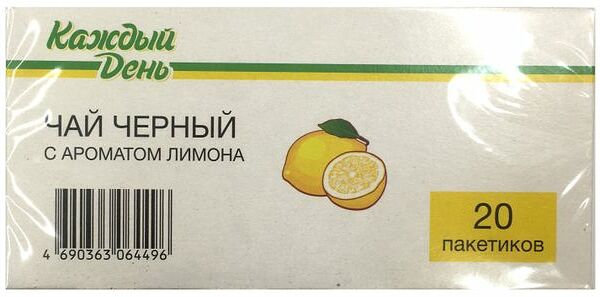 Чай черный Каждый День лимоном, 20x1,5 г