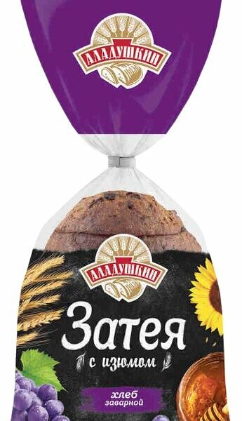 Хлеб Аладушкин Затея заварной в нарезке, с изюмом