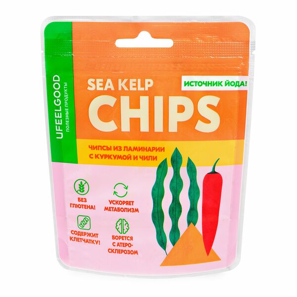 Чипсы из ламинарии с куркумой и чили перцем UFEELGOOD