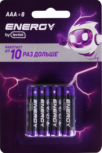 

Элемент питания ENERGY BY LENTEL AAA LR03-8B, 8шт