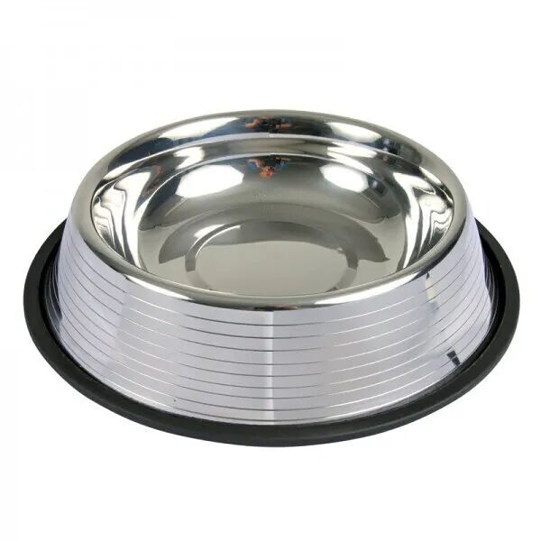 Миска для животных FOXIE Color Ribbed белая металлическая 21cм 700мл