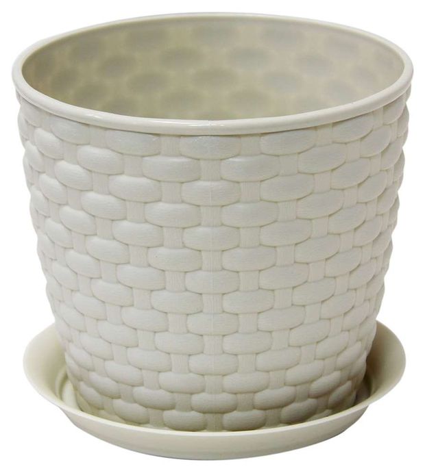 

Кашпо с поддоном Ротанг Idea белый 13.5 см