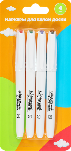 Маркеры для белой доски КРОК&ДИЛЛИ 4 цвета