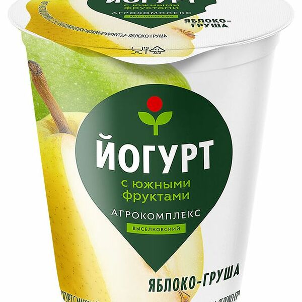 Йогурт АК Выселковский Южные Фрукты Яблоко-Груша с наполнителем 3.5% 300г