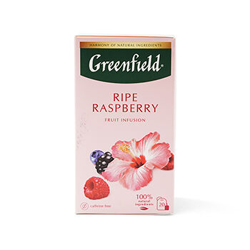 Чайный напиток Greenfield Ripe Raspberry с ароматом малины, черники и ежевики 20х2г