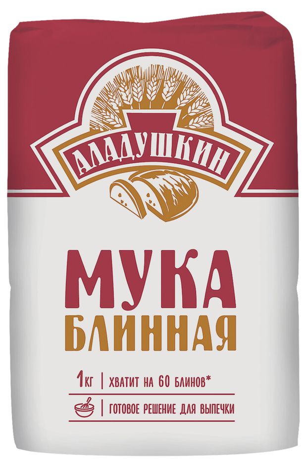 

Мука Аладушкин пшеничная блинная первый сорт 1 кг